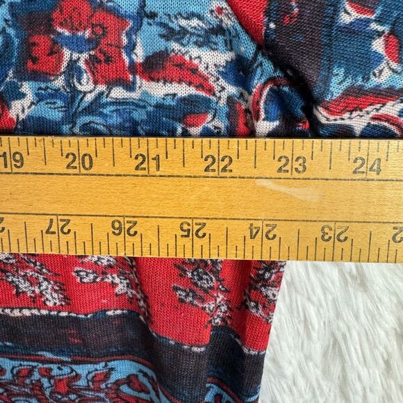 Suzanne Betro Weekend Women's Tunic Top Size 2X Red/Blue Print Long Sleeves NEW - Picture 5 of 6